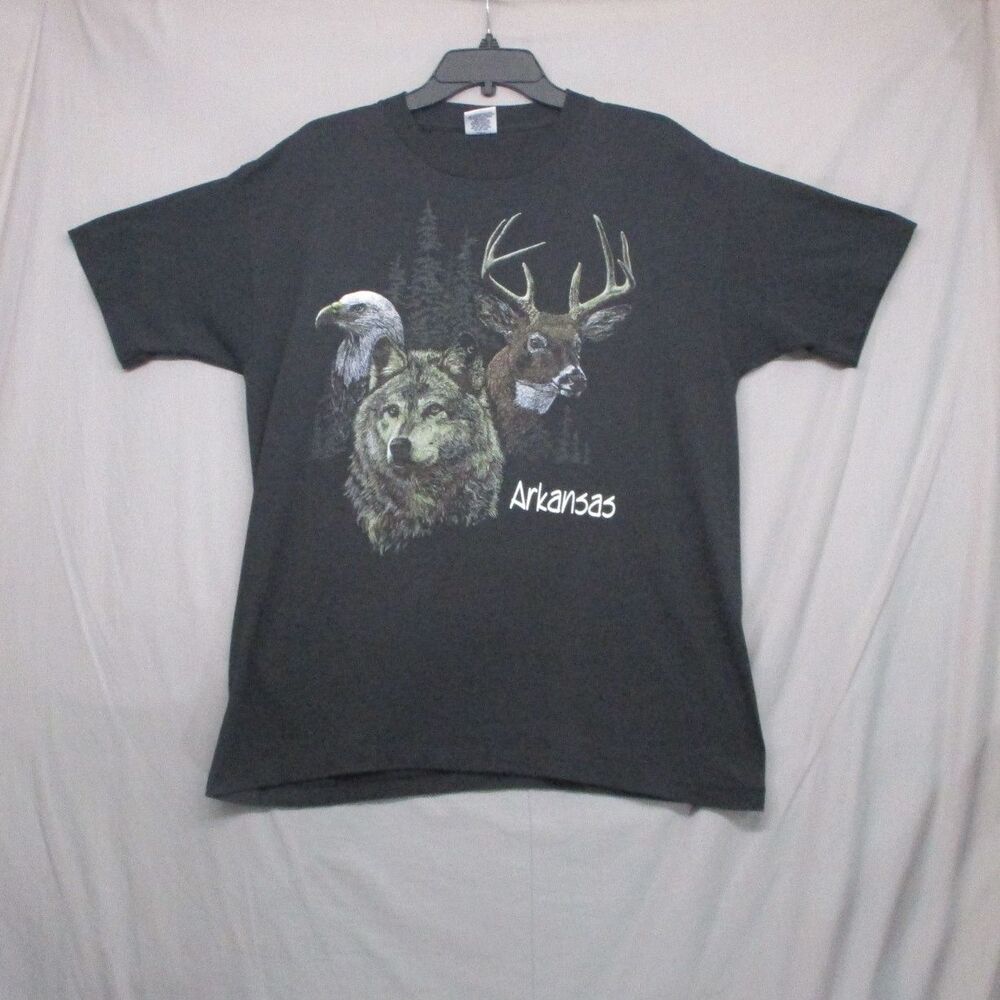 Eagle Black Short Sleeve Animal Graphic Print‎ U S A T-Shirt Men Size L